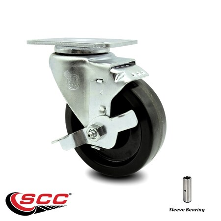 Service Caster 4 Inch Phenolic Wheel Swivel Top Plate Caster with Brake SCC-20S414-PHS-TLB-TP3